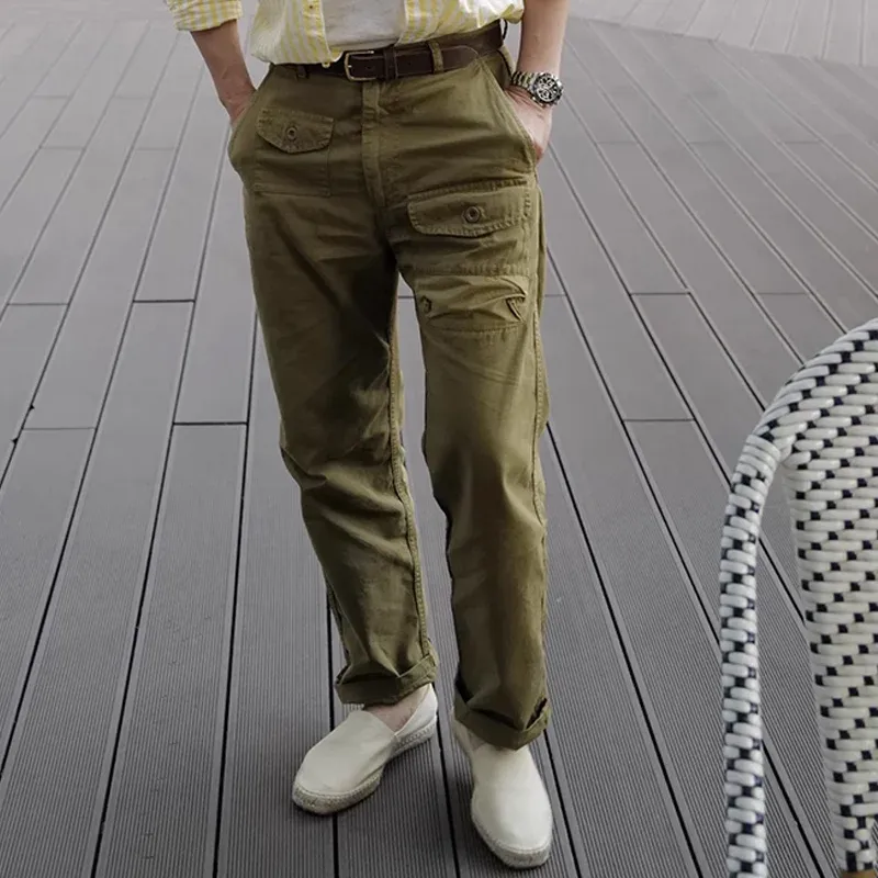 Men's Solid Color Cotton Straight Multi-pocket Cargo Pants MTA0740E7Z sold by Manly product image thumbnail 2