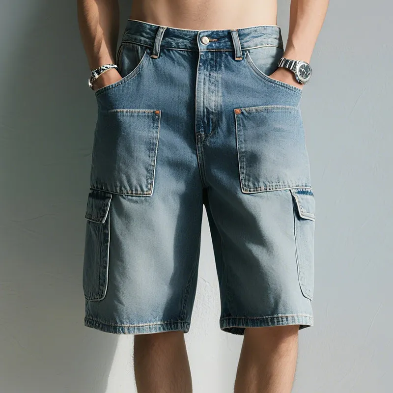 Men'S Retro Casual Denim Washed Loose Shorts MTA1095E3TO sold by Manly product image thumbnail 2