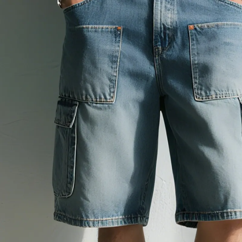 Men'S Retro Casual Denim Washed Loose Shorts MTA1095E3TO sold by Manly product image thumbnail 3