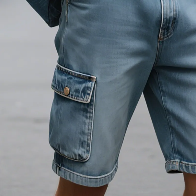 Men'S Retro Casual Denim Washed Loose Shorts MTA1078E3TO sold by Manly product image thumbnail 5