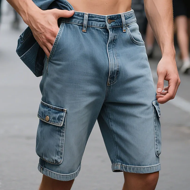 Men'S Retro Casual Denim Washed Loose Shorts MTA1078E3TO sold by Manly product image thumbnail 2