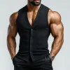 Men's Casual Cotton Blended Ribbed V-Neck Single-Breasted Slim Fit Tank Top MTA1387E5M sold by Manly