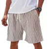 Men's Casual Cotton Blend Striped Elastic Waist Loose Vacation Shorts MTA1386E4M sold by Manly