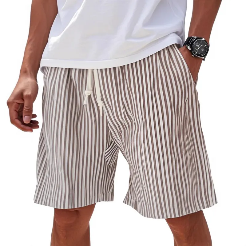 Men's Casual Cotton Blend Striped Elastic Waist Loose Vacation Shorts MTA1386E4M sold by Manly product image thumbnail 2