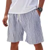 Men's Casual Cotton Blend Striped Elastic Waist Loose Vacation Shorts MTA1386E4M sold by Manly
