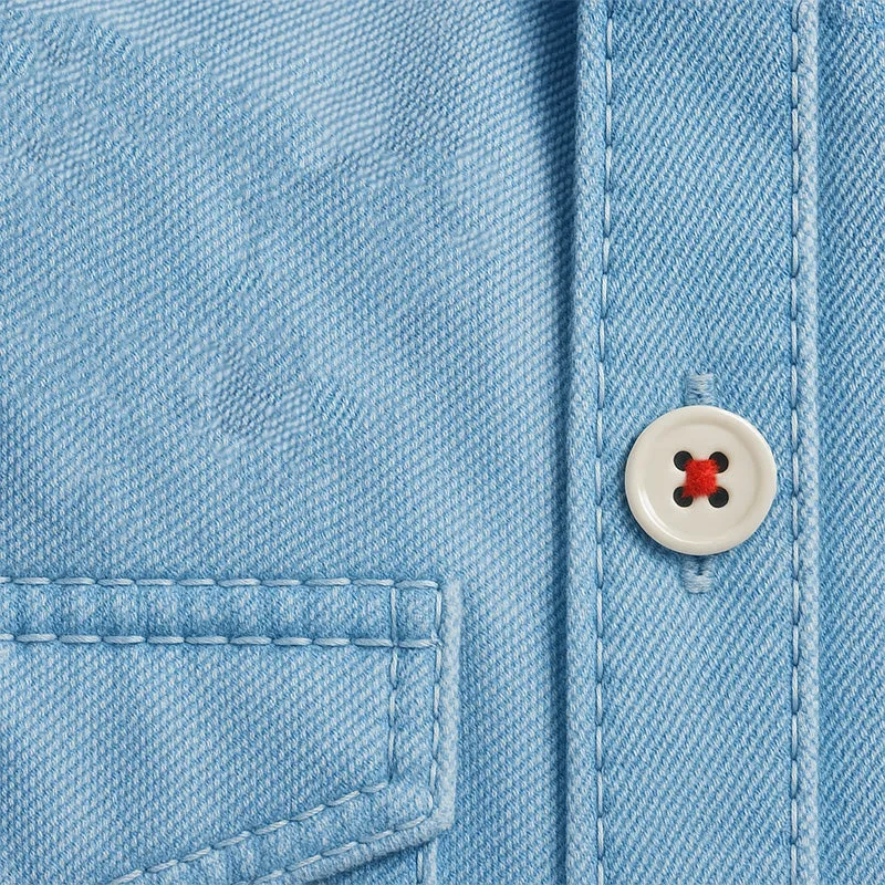 Men'S Summer Fashion Embroidered Long Sleeve Denim Shirt MTA1360E9P sold by Manly product image thumbnail 5