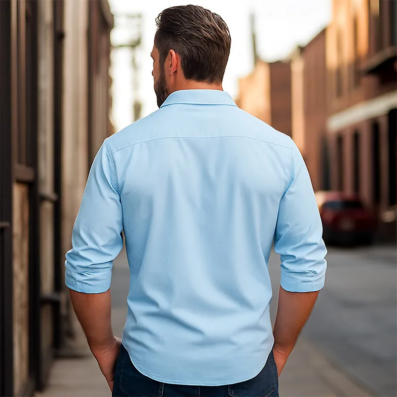 Men'S Summer Fashion Embroidered Long Sleeve Denim Shirt MTA1360E9P sold by Manly product image thumbnail 4