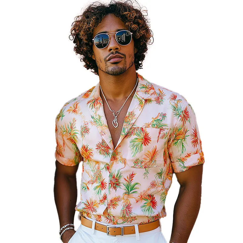 Men'S Summer Fashion Breathable Blended Printed Short Sleeve Shirt MTA1310E1P sold by Manly