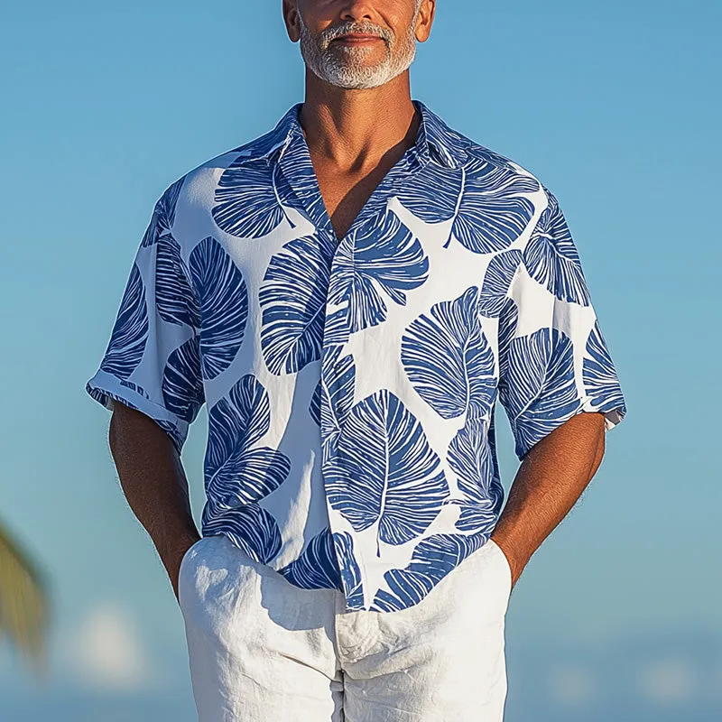 Men'S Summer Fashion Breathable Linen Printed Short Sleeve Shirt MTA1398E9P sold by Manly product image thumbnail 2