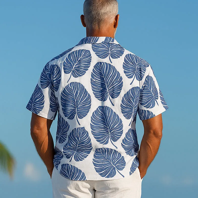 Men'S Summer Fashion Breathable Linen Printed Short Sleeve Shirt MTA1398E9P sold by Manly product image thumbnail 3