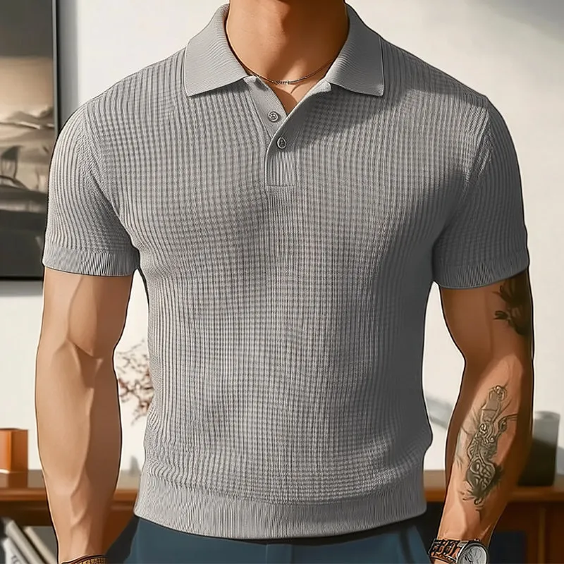 Men's Summer Business Solid Color Knitted POLO Shirt MTA1265E9U sold by Manly product image thumbnail 2