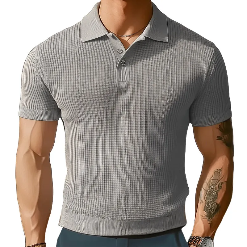 Men's Summer Business Solid Color Knitted POLO Shirt MTA1265E9U sold by Manly