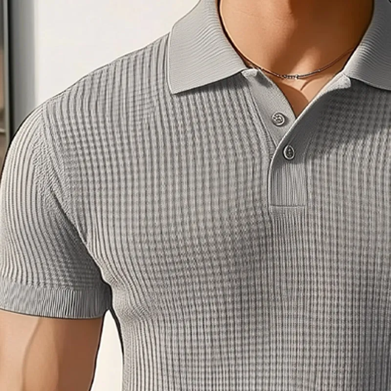 Men's Summer Business Solid Color Knitted POLO Shirt MTA1265E9U sold by Manly product image thumbnail 3
