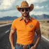 Men's Classic Casual Retro Western Cowboy Style Cotton Blend Embroidered Slim Fit Short Sleeve Polo Shirt MTA1215E1K sold by Manly