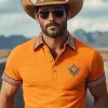Men's Classic Casual Retro Western Cowboy Style Cotton Blend Embroidered Slim Fit Short Sleeve Polo Shirt MTA1215E1K sold by Manly