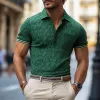 Men's Fashion Vintage Print Lapel Chest Pocket Short Sleeve Casual Polo Shirt MTA1210E3Z sold by Manly