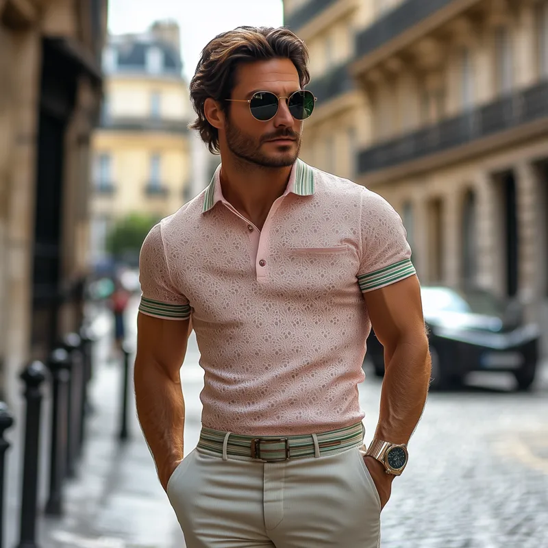 Men's Fashion Striped Lapel Short Sleeve Casual Polo Shirt MTA1279E1Z sold by Manly product image thumbnail 4