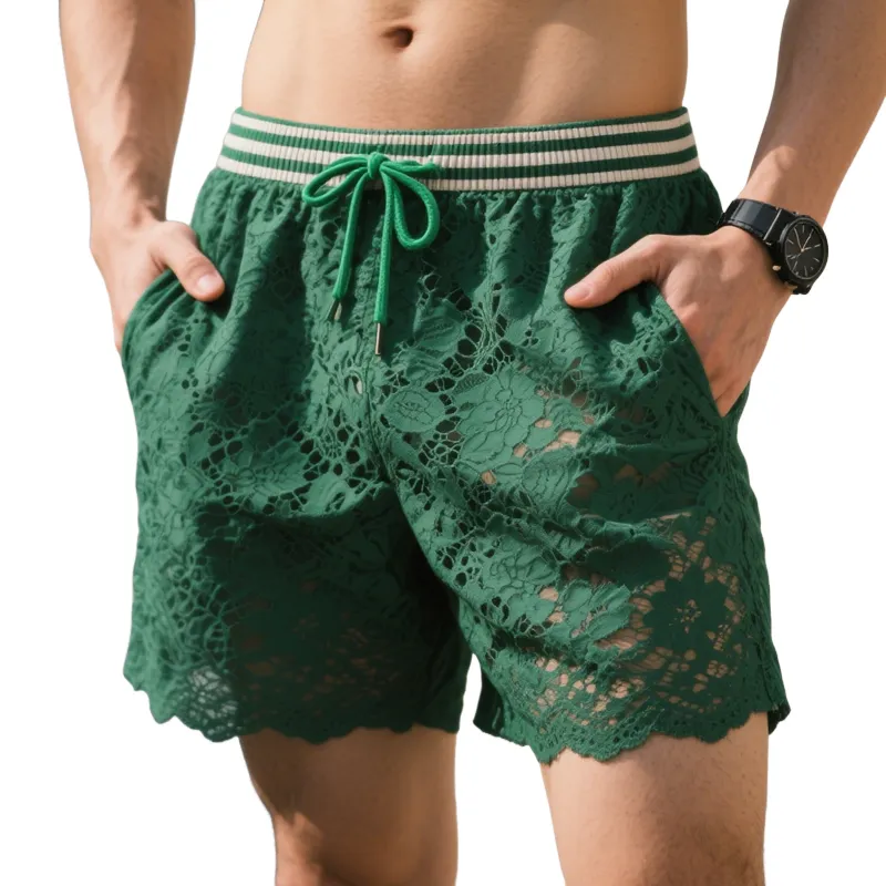 Men's Fashion Striped Drawstring Waist Lace Casual Shorts MTA1254E1Z sold by Manly