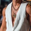 Men's Retro Casual Striped Lightweight Solid Color Vest MTA0937E6TO sold by Manly