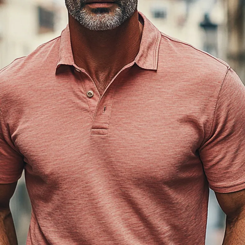 Men's Solid Color Cotton Blended Lapel Short Sleeve POLO Shirt MTA1074E6X sold by Manly product image thumbnail 5