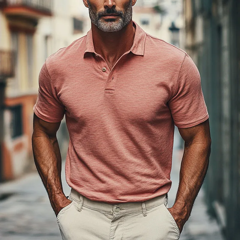 Men's Solid Color Cotton Blended Lapel Short Sleeve POLO Shirt MTA1074E6X sold by Manly product image thumbnail 4