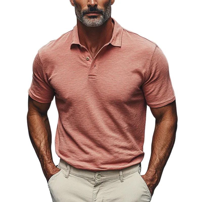 Men's Solid Color Cotton Blended Lapel Short Sleeve POLO Shirt MTA1074E6X sold by Manly product image thumbnail 2