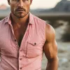 Men's Western Cowboy Style Solid Color Cotton And Linen Lapel Vest MTA1044E5X sold by Manly