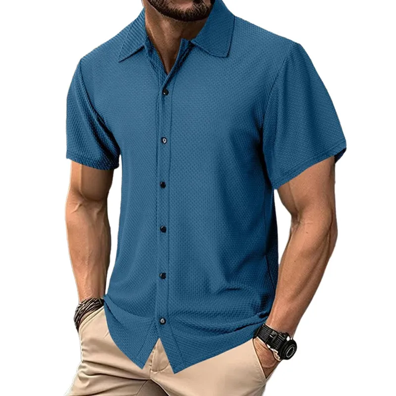 Men's Casual Textured Short Sleeve Shirt MTA0944E1X sold by Manly product image thumbnail 2