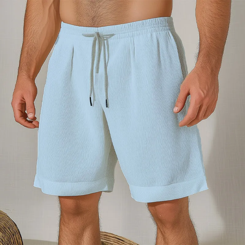 Men'S Summer Basic Solid Color Elastic Lace-Up Shorts MTA1202E2U sold by Manly product image thumbnail 3