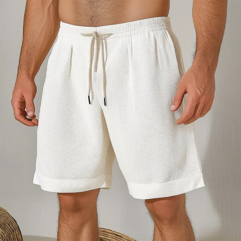 Men'S Summer Basic Solid Color Elastic Lace-Up Shorts MTA1202E2U sold by Manly product image thumbnail 2