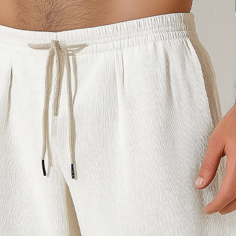 Men'S Summer Basic Solid Color Elastic Lace-Up Shorts MTA1202E2U sold by Manly product image thumbnail 4