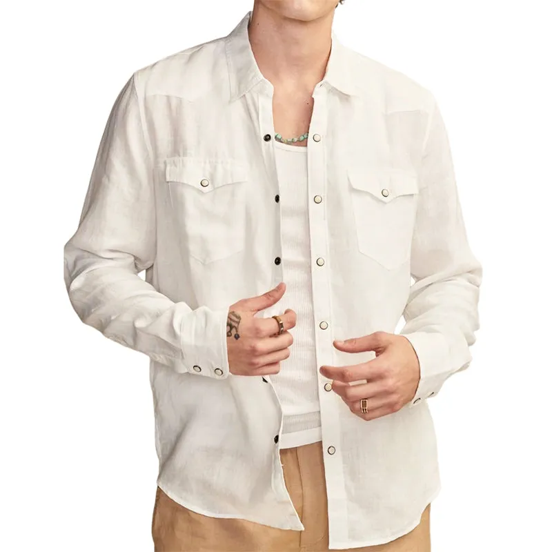 Men'S Summer Cotton Comfort Snap Button Long Sleeve Shirt MTA1290E0U sold by Manly