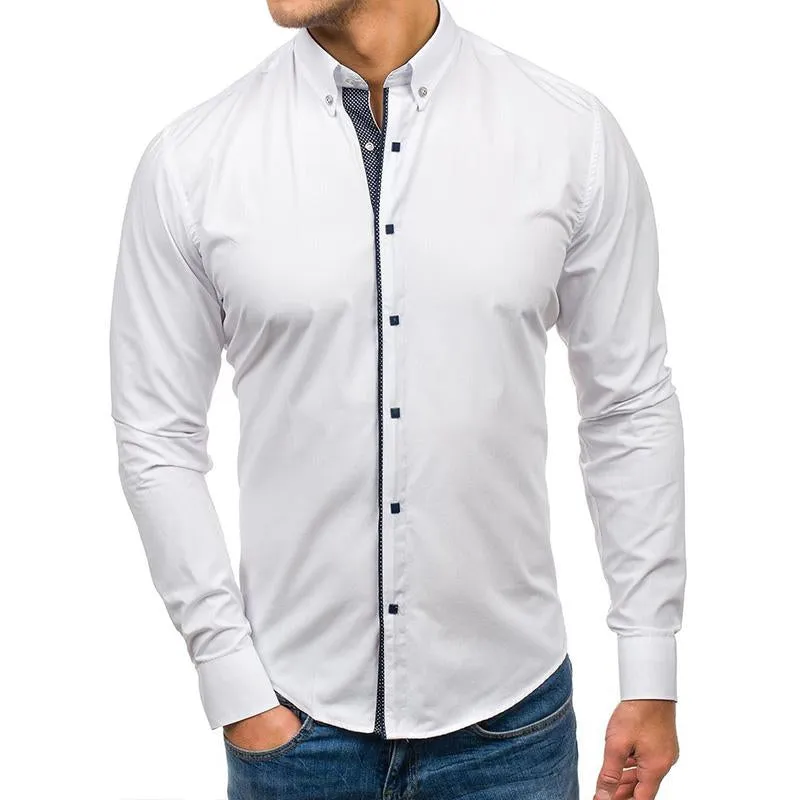 Men's Solid Color Lapel Long Sleeve Shirt 47822489M sold by Manly product image thumbnail 4