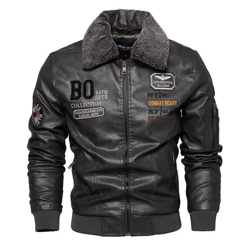 Men's Fleece Lapel Motorcycle Leather Jacket 27916904X sold by Manly product image thumbnail 2