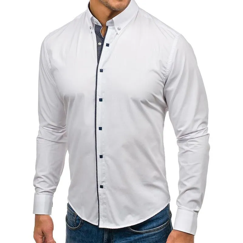 Men's Solid Color Lapel Long Sleeve Shirt 47822489M sold by Manly product image thumbnail 5