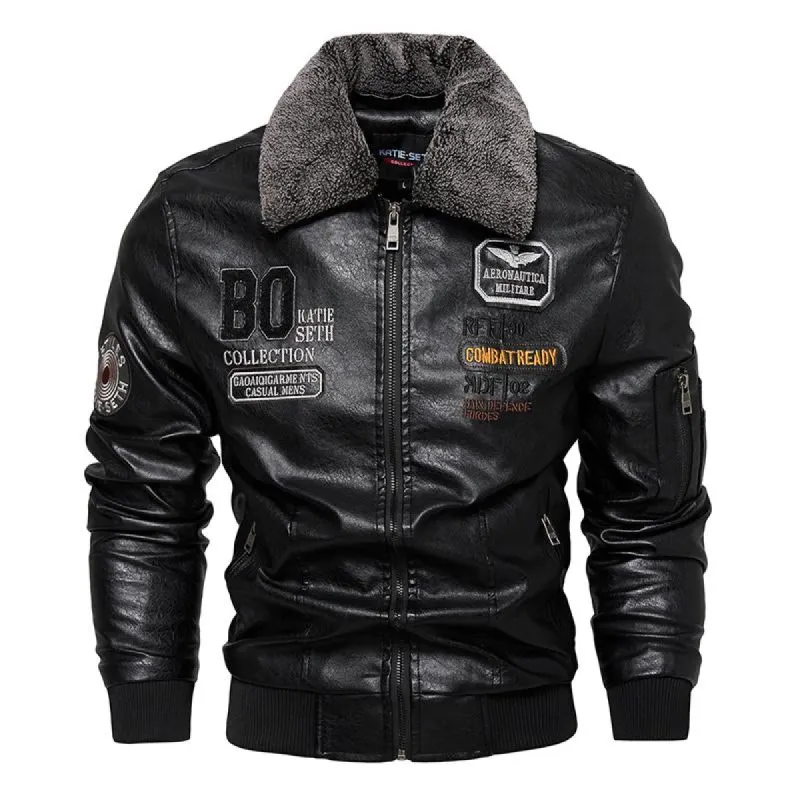 Men's Fleece Lapel Motorcycle Leather Jacket 27916904X sold by Manly