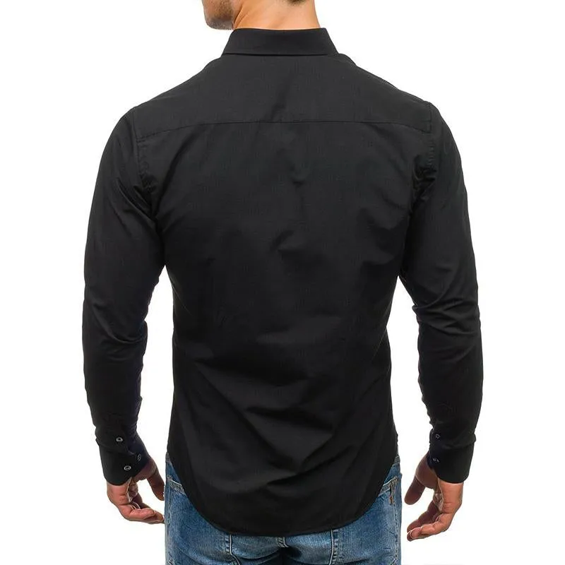 Men's Solid Color Lapel Long Sleeve Shirt 47822489M sold by Manly product image thumbnail 3