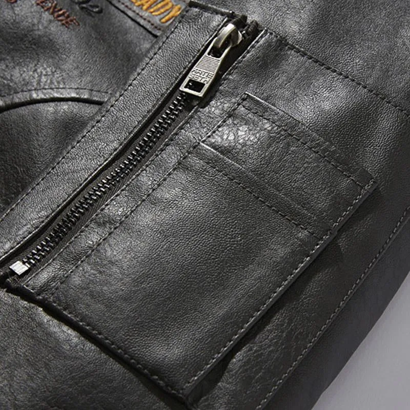 Men's Fleece Lapel Motorcycle Leather Jacket 27916904X sold by Manly product image thumbnail 5