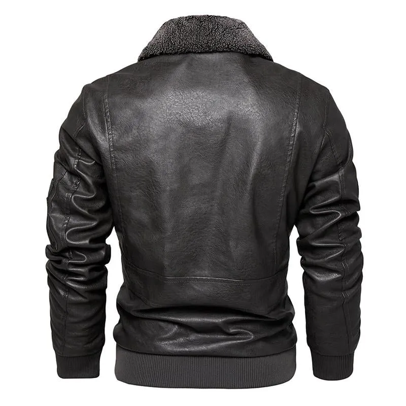 Men's Fleece Lapel Motorcycle Leather Jacket 27916904X sold by Manly product image thumbnail 4