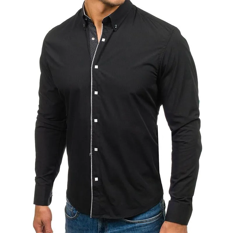 Men's Solid Color Lapel Long Sleeve Shirt 47822489M sold by Manly product image thumbnail 2