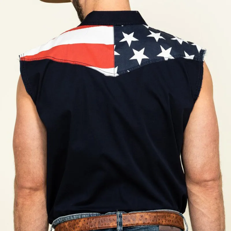 Men's Summer Western Cowboy Style Printed Blended Sleeveless Shirt MTA1421E2P sold by Manly product image thumbnail 3