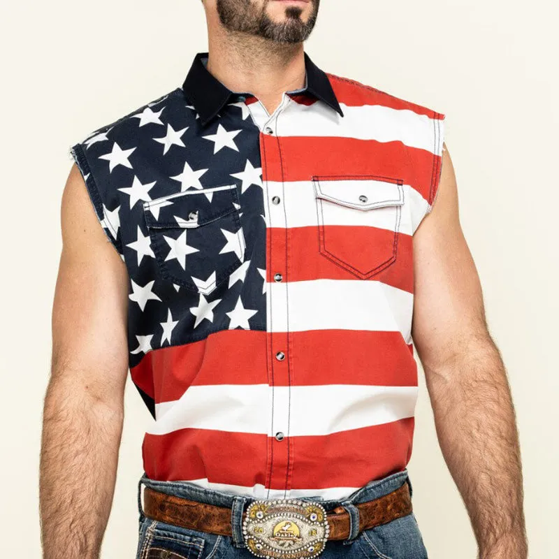 Men's Summer Western Cowboy Style Printed Blended Sleeveless Shirt MTA1421E2P sold by Manly product image thumbnail 2