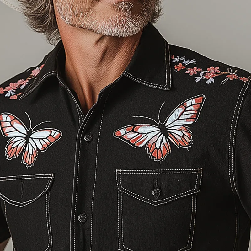 Men's Summer Western Cowboy Style Embroidered Casual Short-Sleeved Shirt MTA1470E7P sold by Manly product image thumbnail 4