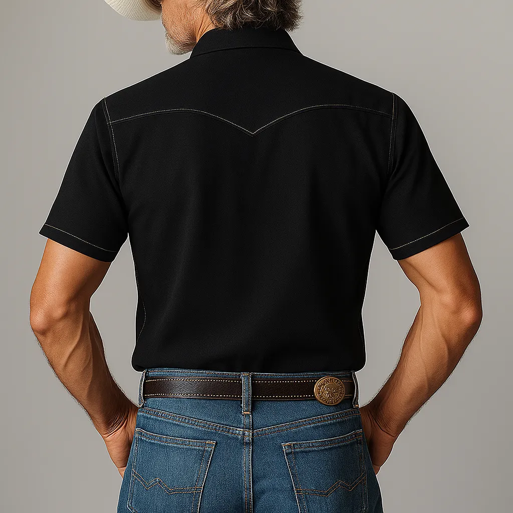 Men's Summer Western Cowboy Style Embroidered Casual Short-Sleeved Shirt MTA1470E7P sold by Manly product image thumbnail 3