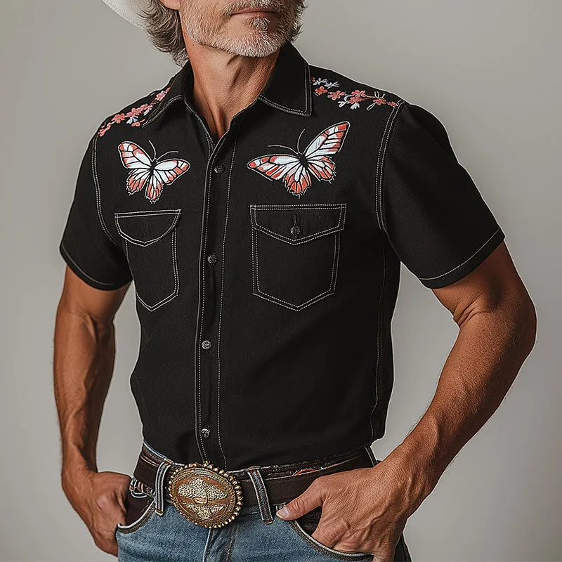 Men's Summer Western Cowboy Style Embroidered Casual Short-Sleeved Shirt MTA1470E7P sold by Manly product image thumbnail 2