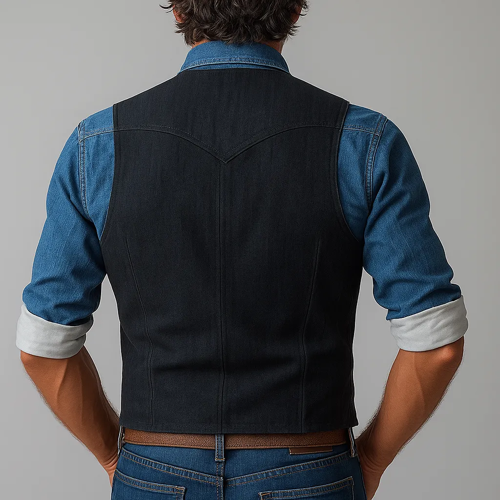 Men's Summer Light Business Style Simple Denim Vest MTA1435E7P sold by Manly product image thumbnail 3
