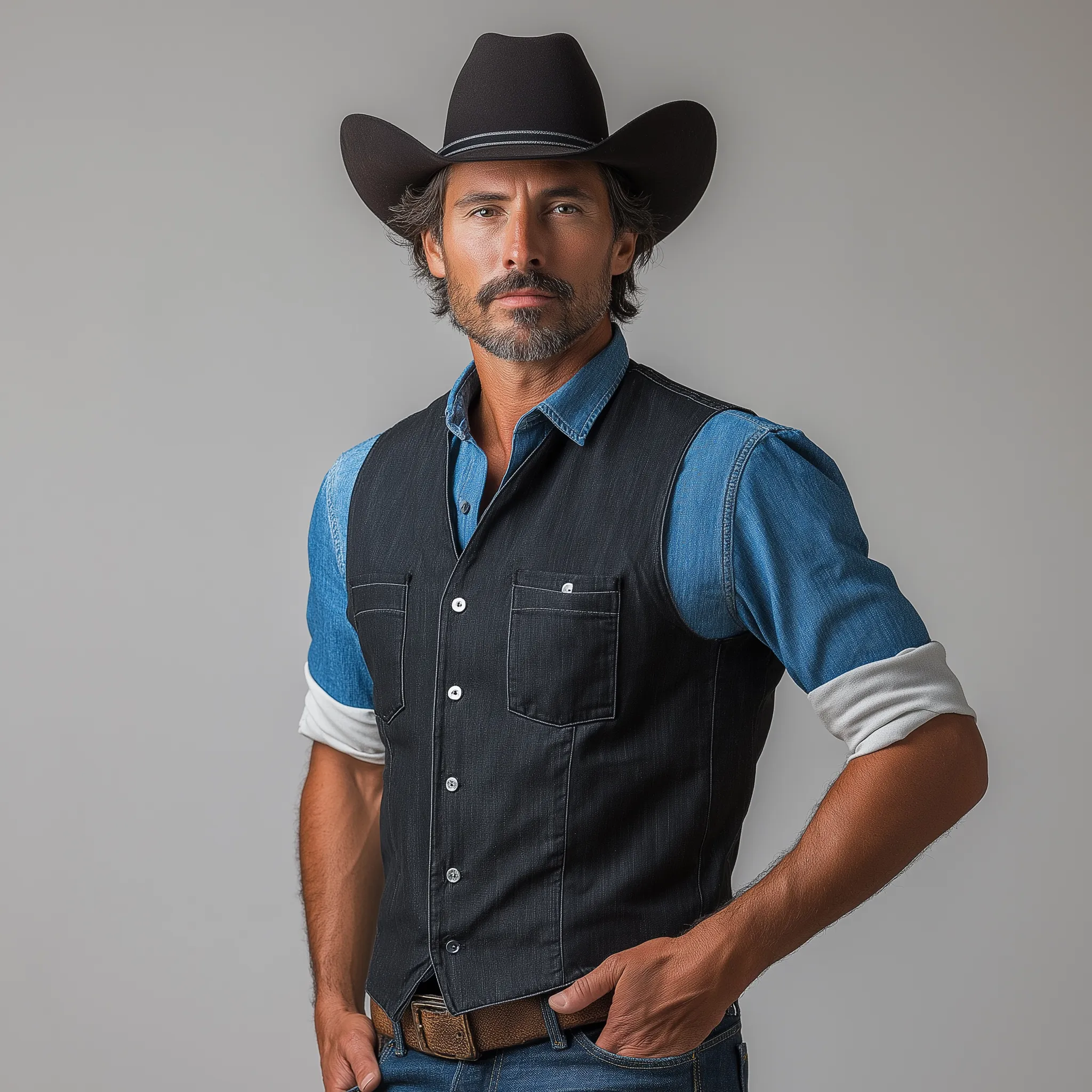 Men's Summer Light Business Style Simple Denim Vest MTA1435E7P sold by Manly product image thumbnail 5