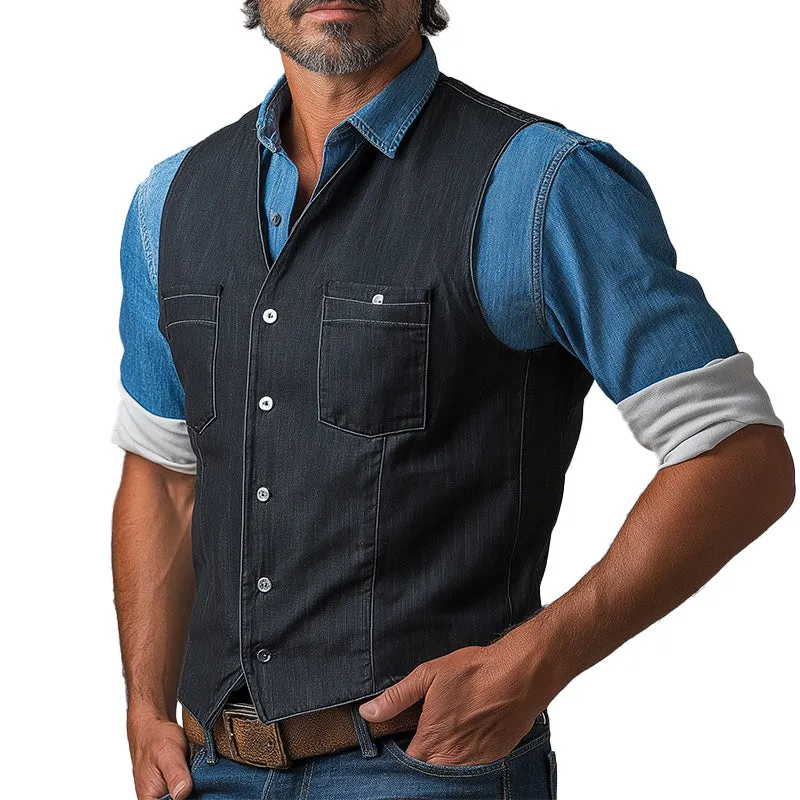 Men's Summer Light Business Style Simple Denim Vest MTA1435E7P sold by Manly