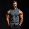 Men's Vintage Washed Distressed Stand Collar Slim Fit Denim Sleeveless Shirt MTA1382E6M sold by Manly