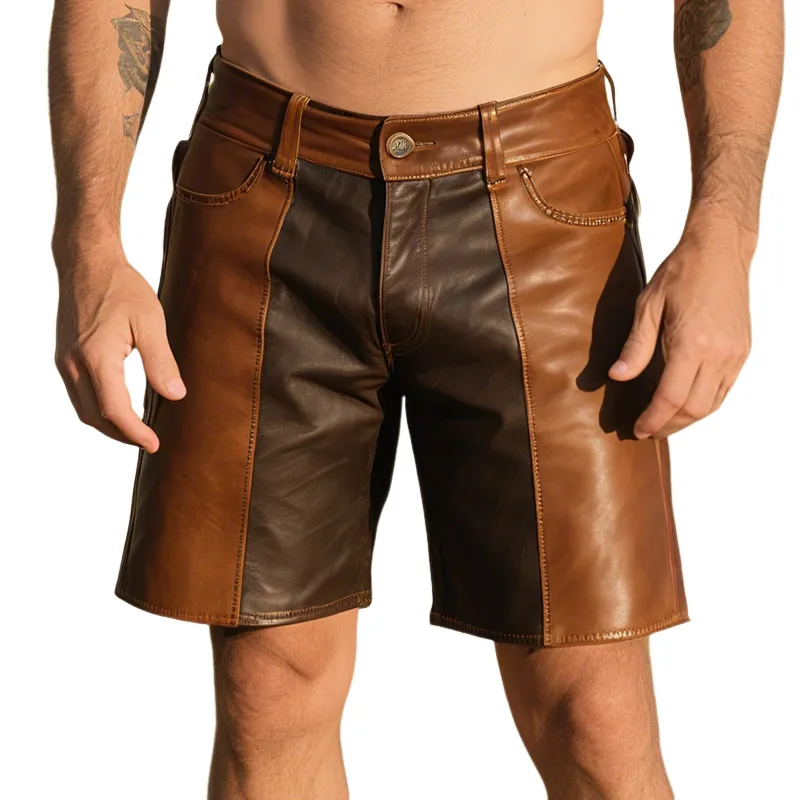 Men's Retro Western Cowboy Style Ranch Classic Leather Shorts MTA1311E6TO sold by Manly